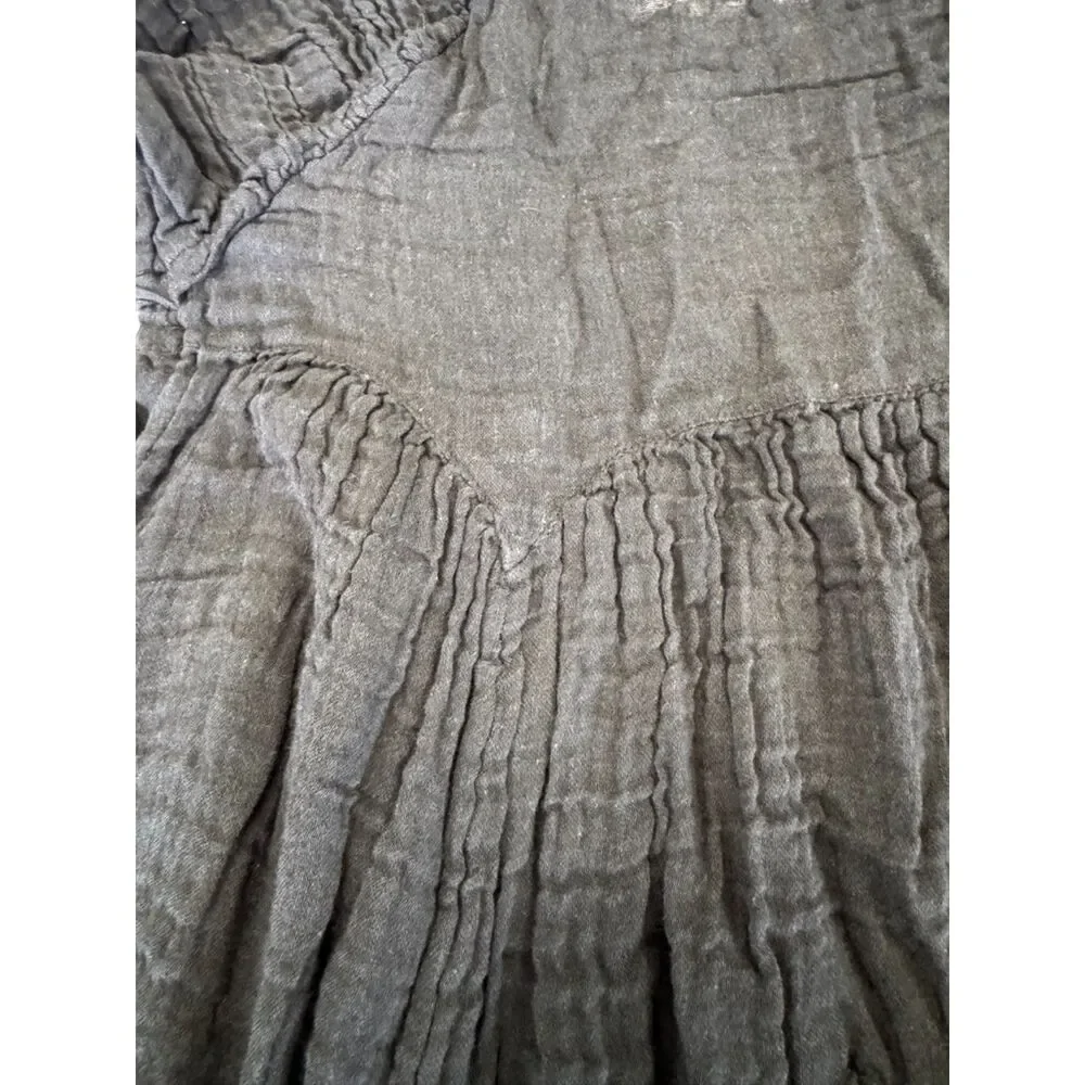 Free People free-est Adler Tie Back Tunic Top Black Size XS